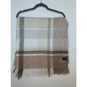 Steve Madden Chunky Thick Cozy Soft Checkered Scarf Brown